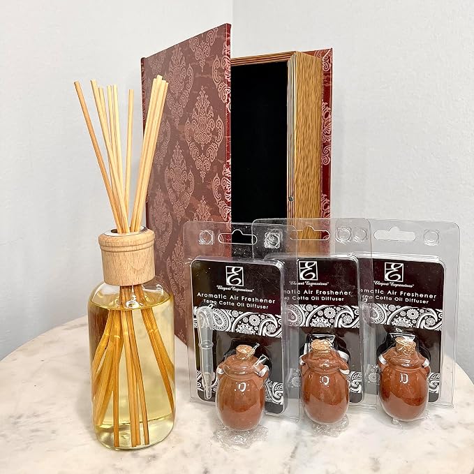 Hosley Clove Peppermint Diffuser Oil Set in Red Book Gift Box