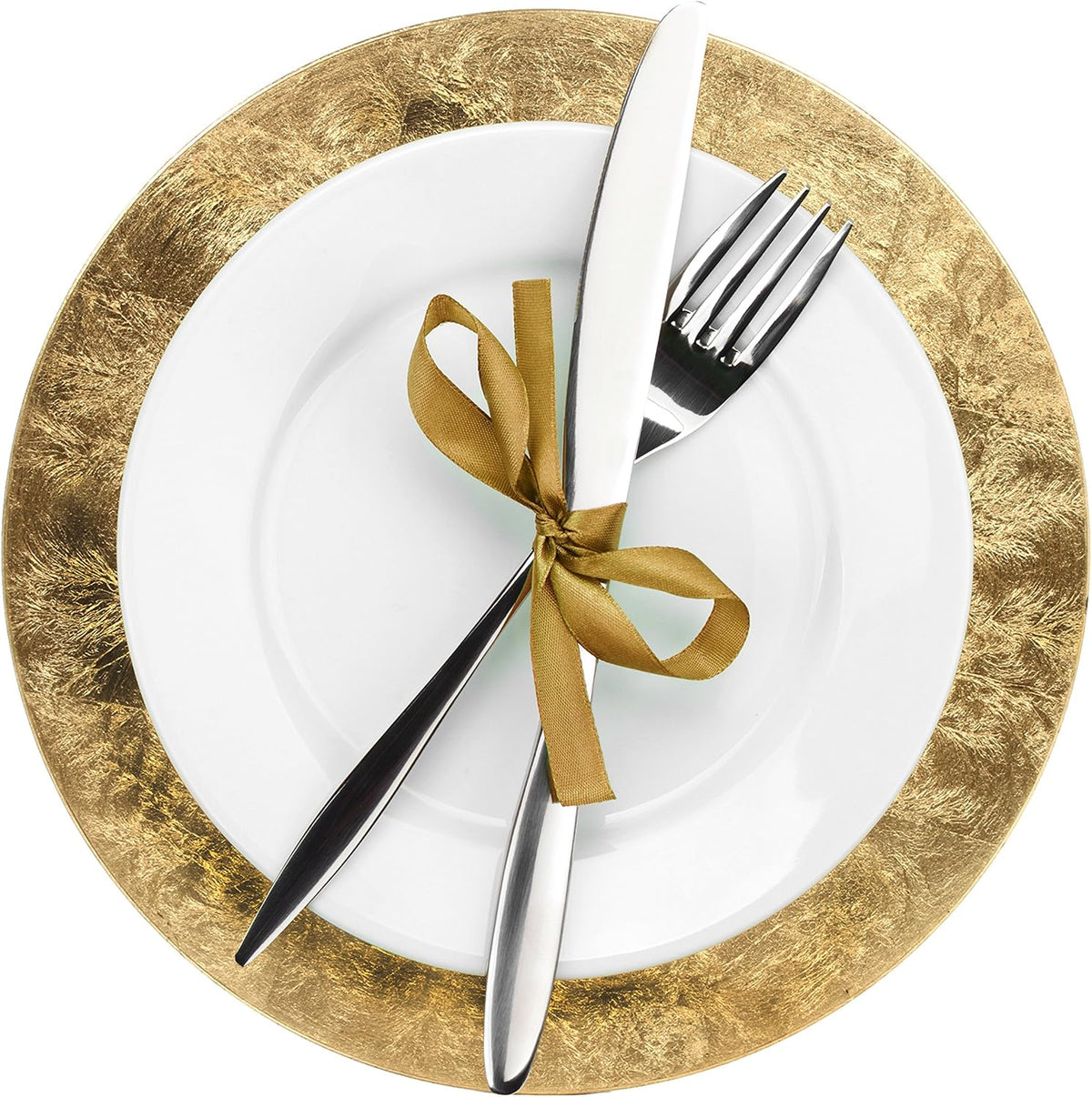 Hosley Gold Plastic Decorative Charger Plates 11.75 Set of 4