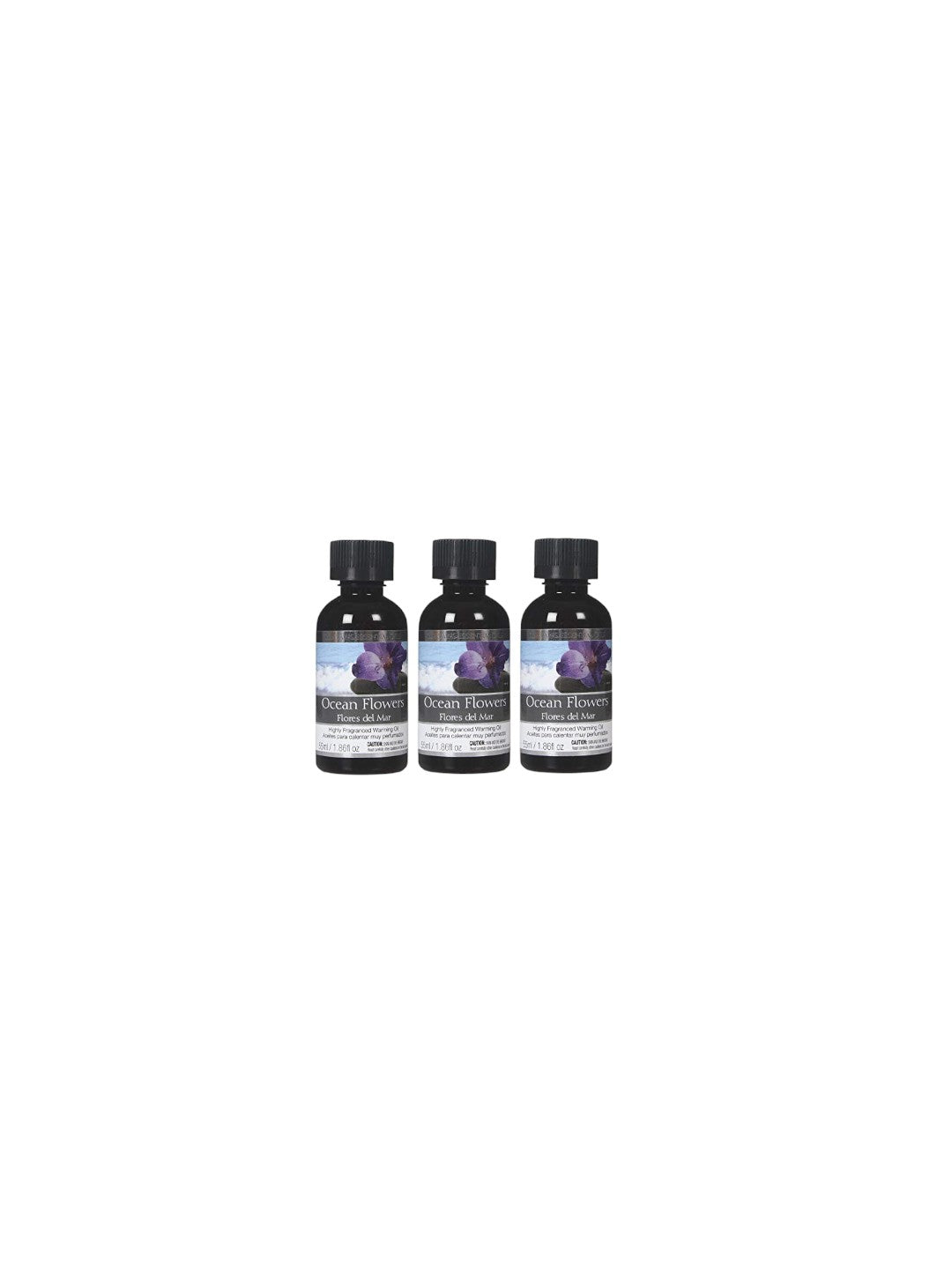 Set of 3, 55 ml Ocean Flowers Fragrance Warming Oil.