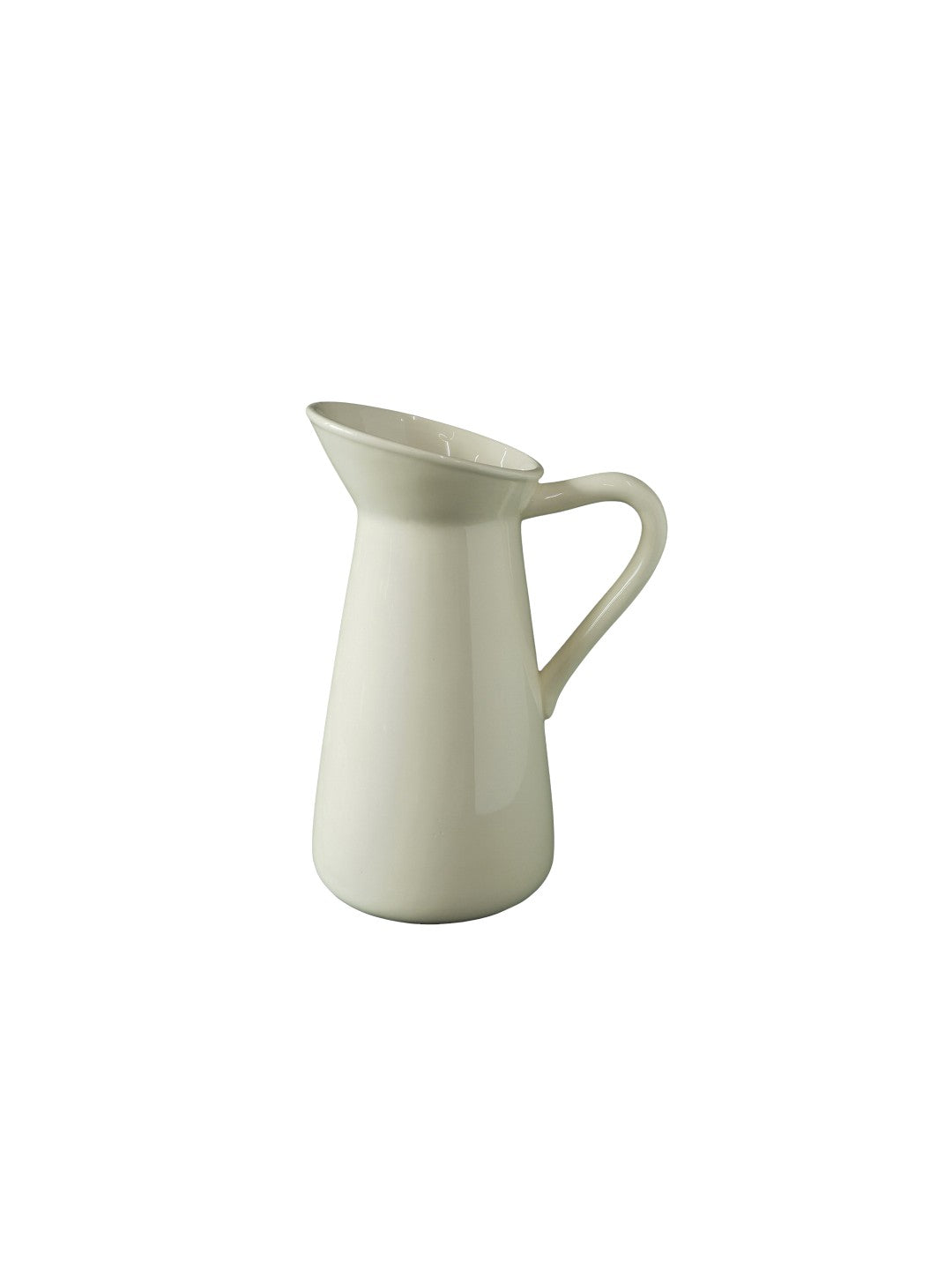 Ceramic Pitcher Vase, Cream Color, 10 inches Tall