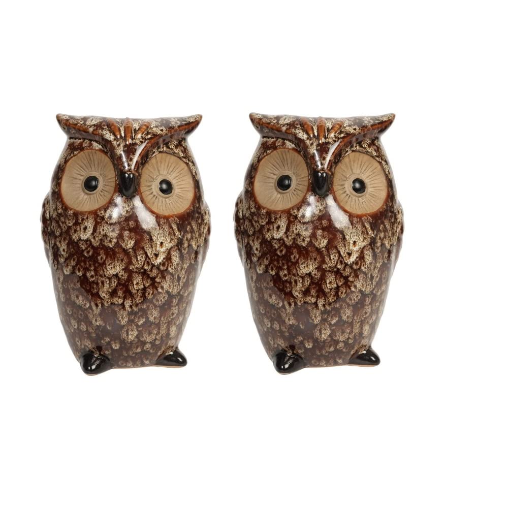 2pk Ceramic Farmhouse Owl Vase, Ideal Gift for Weddings, House Warming, Home Office, Wonderful Accent Piece for Coffee Tables or Side Tables