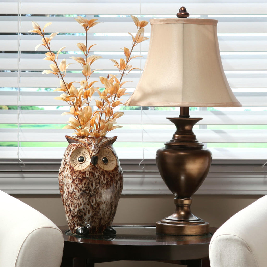 2pk Ceramic Farmhouse Owl Vase, Ideal Gift for Weddings, House Warming, Home Office, Wonderful Accent Piece for Coffee Tables or Side Tables