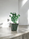 Green Aged Antique Embossed Planters, Set of 4, 5-Inch Tall