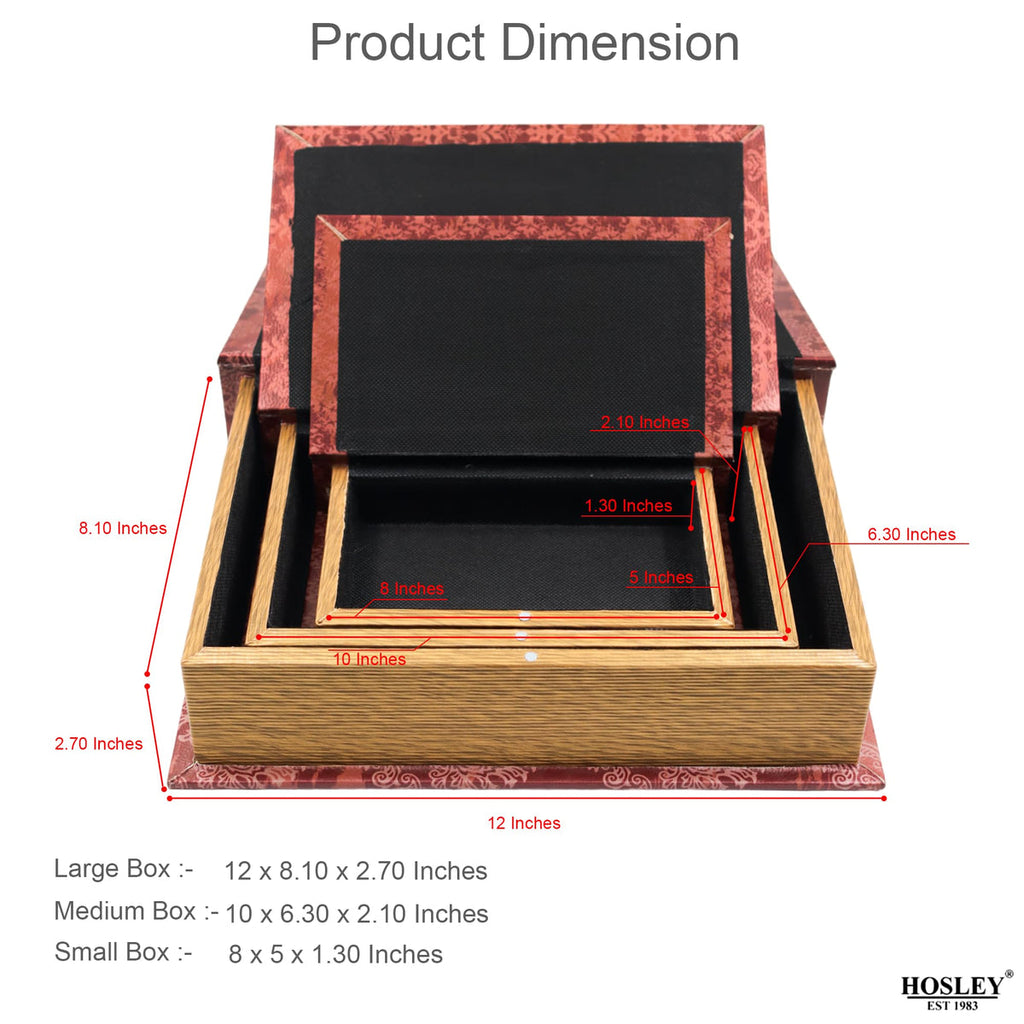 Memory Book Boxes, Red color, Set of 3, 12" 10", 8" High, Bulk Pack 180 sets