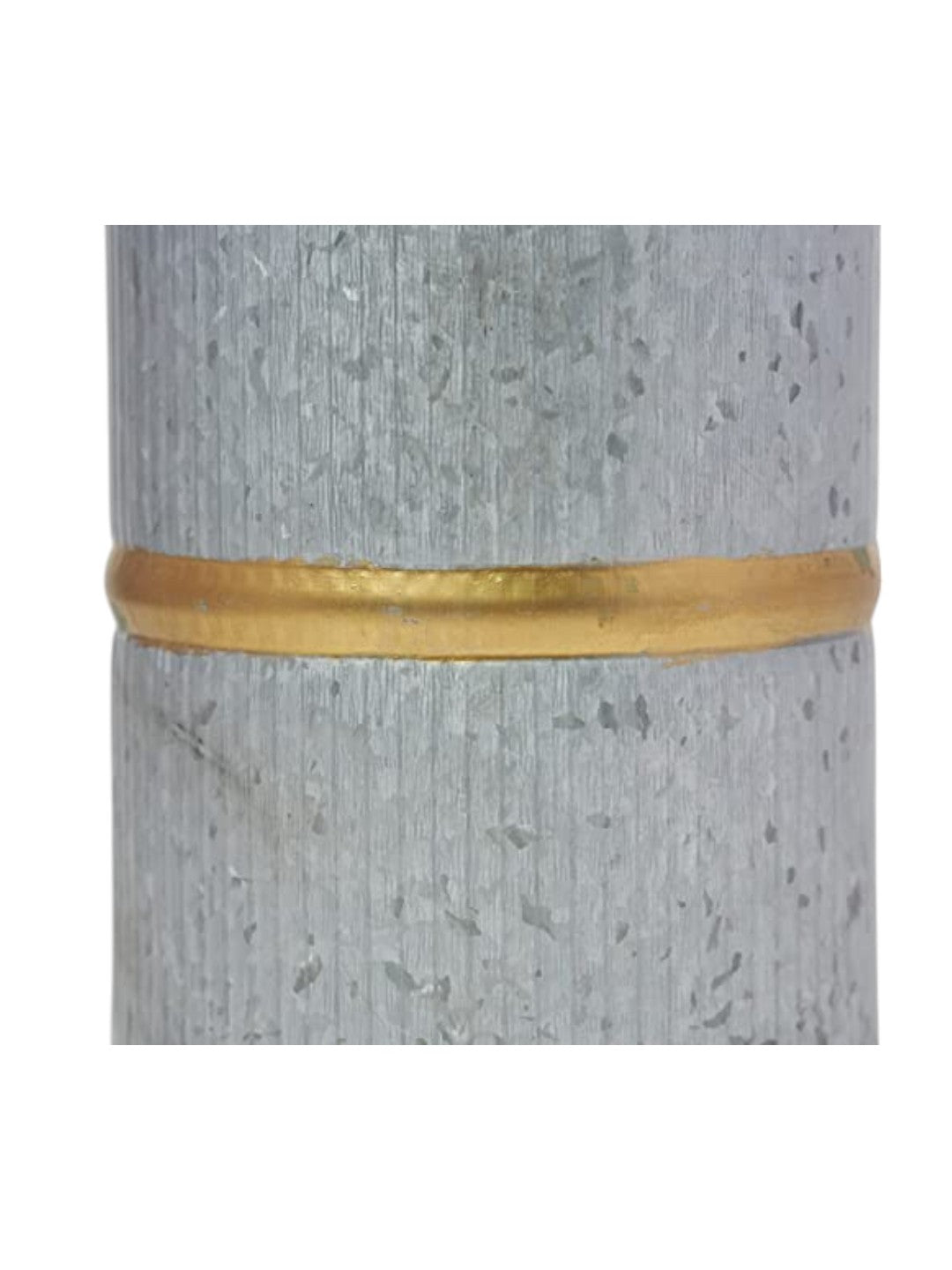 Galvanized Vases with Gold Rim, Set of 2, 10 inches High each