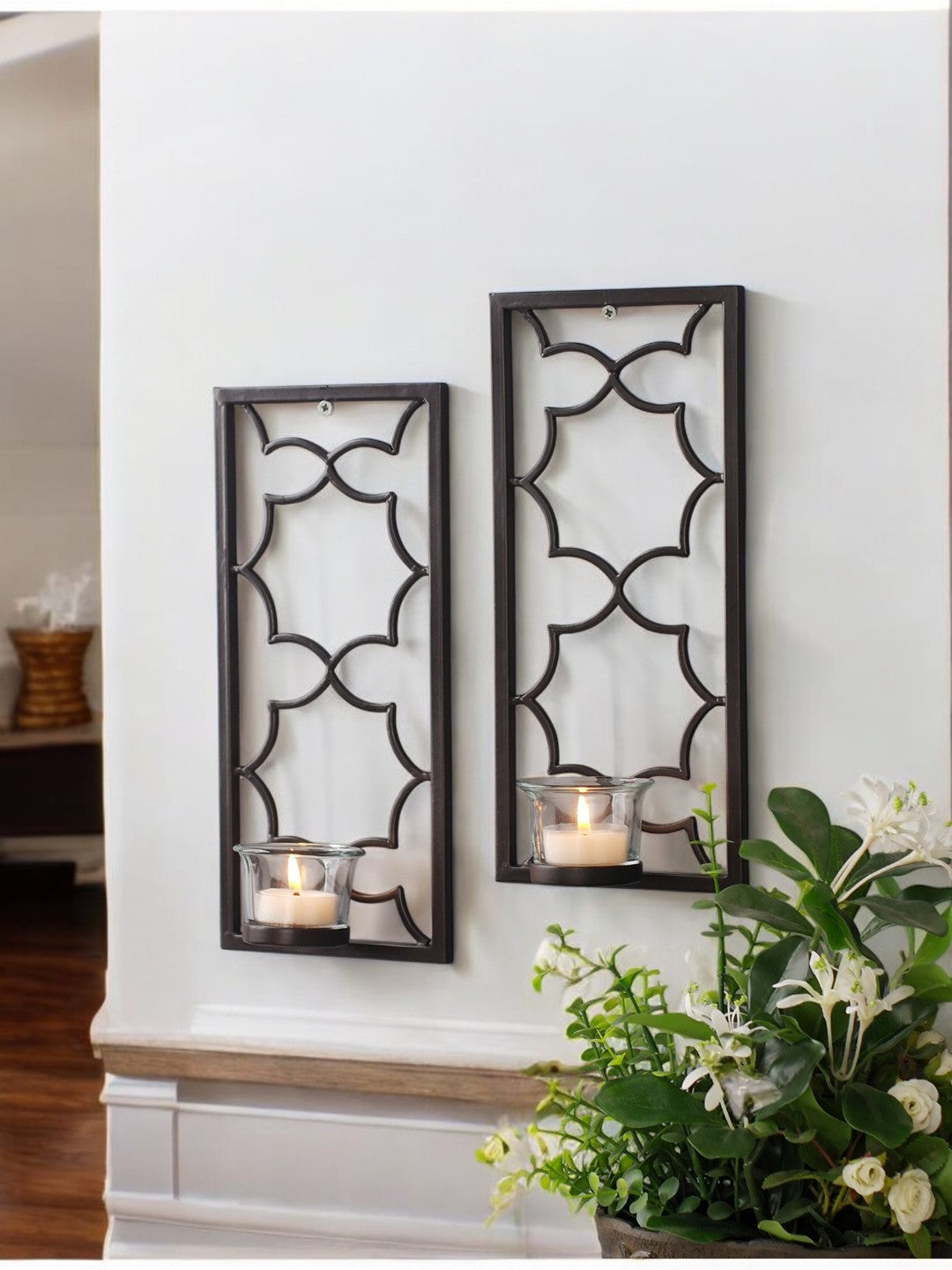 Iron Wall Sconces, Black Color, Set of 2, 11 inches High