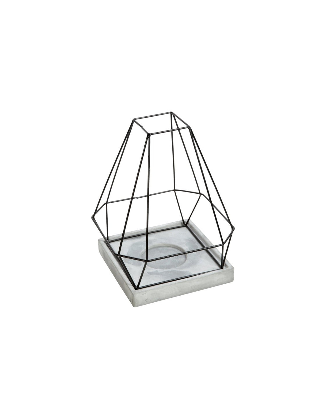 Iron Lantern with Cement Tray, 11 inches High
