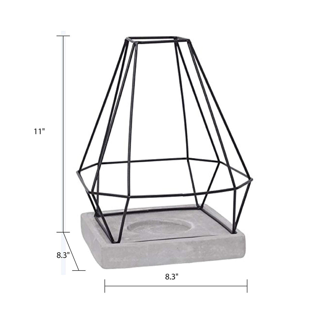 Iron Lantern with Cement Tray, 11 inches High