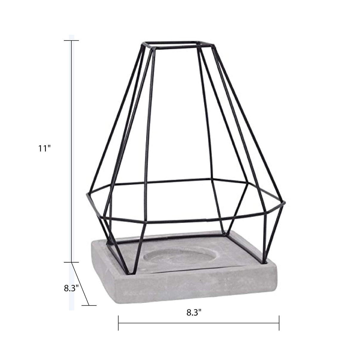 Iron Lantern with Cement Tray, 11 inches High