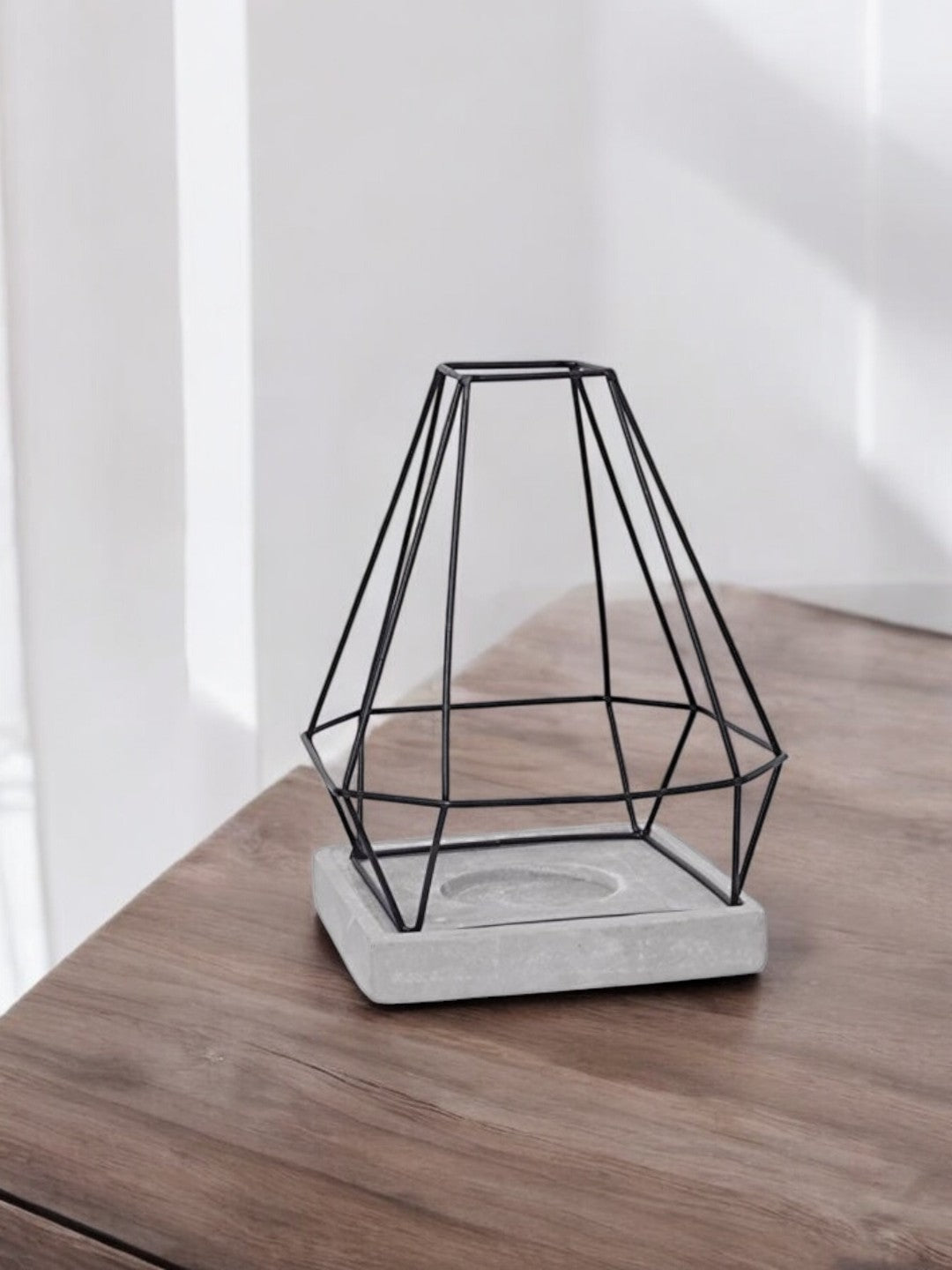 Iron Lantern with Cement Tray, 11 inches High
