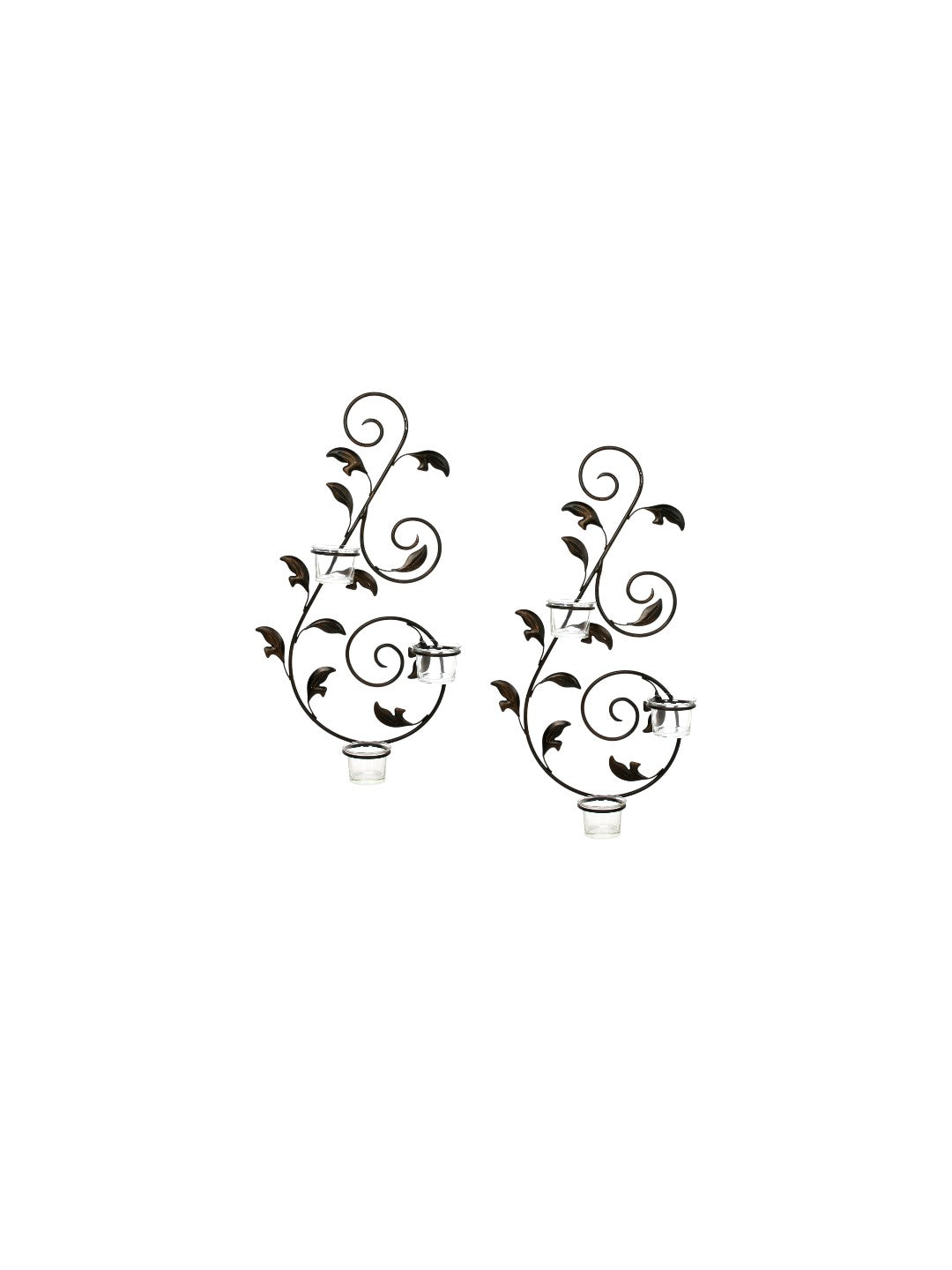 Iron Leaf Wall Sconces, Black Color, Set of 2, 18 inches High