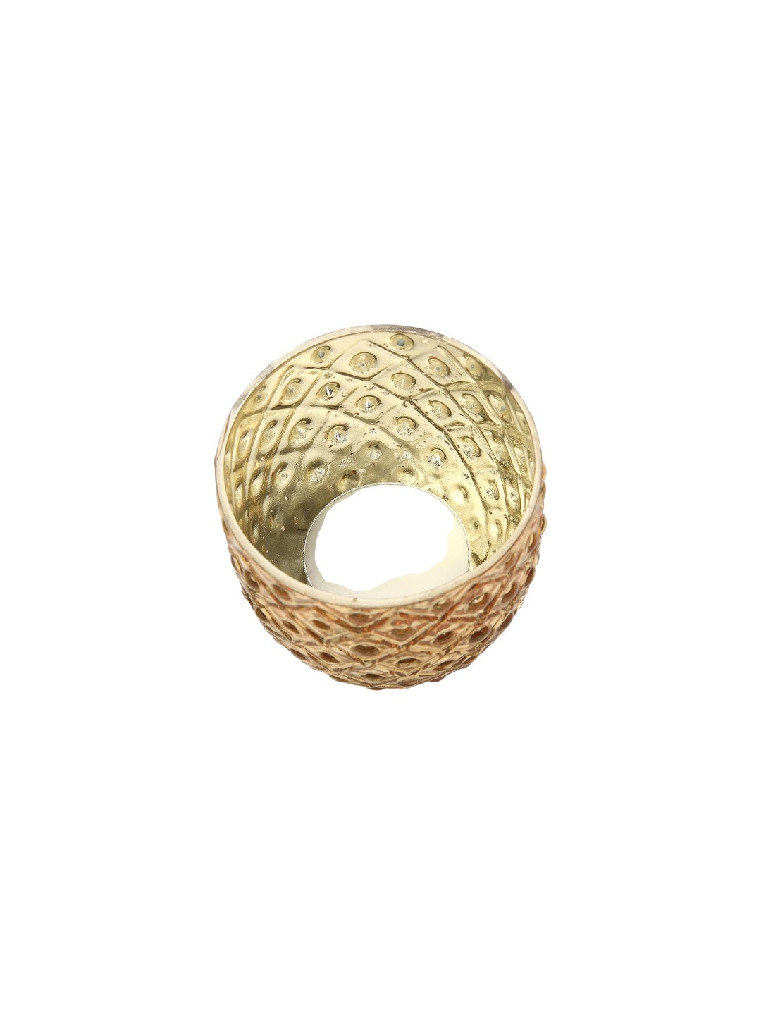 Glass Crackle Votive Tealight Candle Holder, Metallic Gold Finish, Set of 6, 2.75 inches each