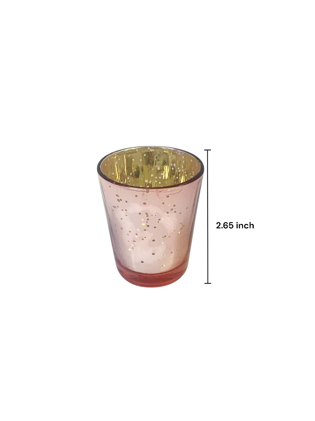 Glass Tea Light Candle Holder, Metallic Rose Gold Finish, Set of 7, 2.65inches High each
