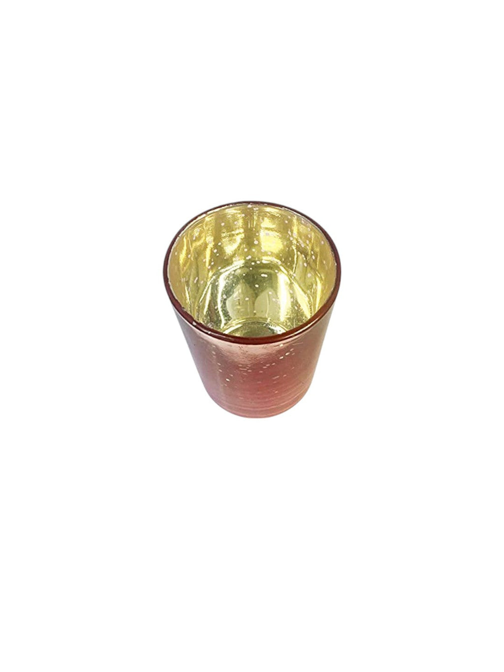 Glass Tea Light Candle Holder, Metallic Rose Gold Finish, Set of 7, 2.65inches High each