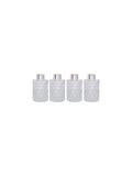 Set of 4 Mid Century Modern Glass Diffuser Bottles 4 Inch High. Ideal for Use with Essential Oils Replacement Diffusers and Reed Sticks DIY Crafts O3 Silver