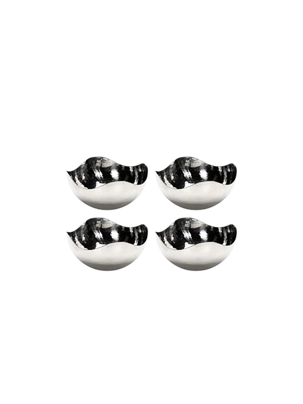 Set of 4 Silver Metal Decorative Bowls, 5.75 Inch Diameter for Decor