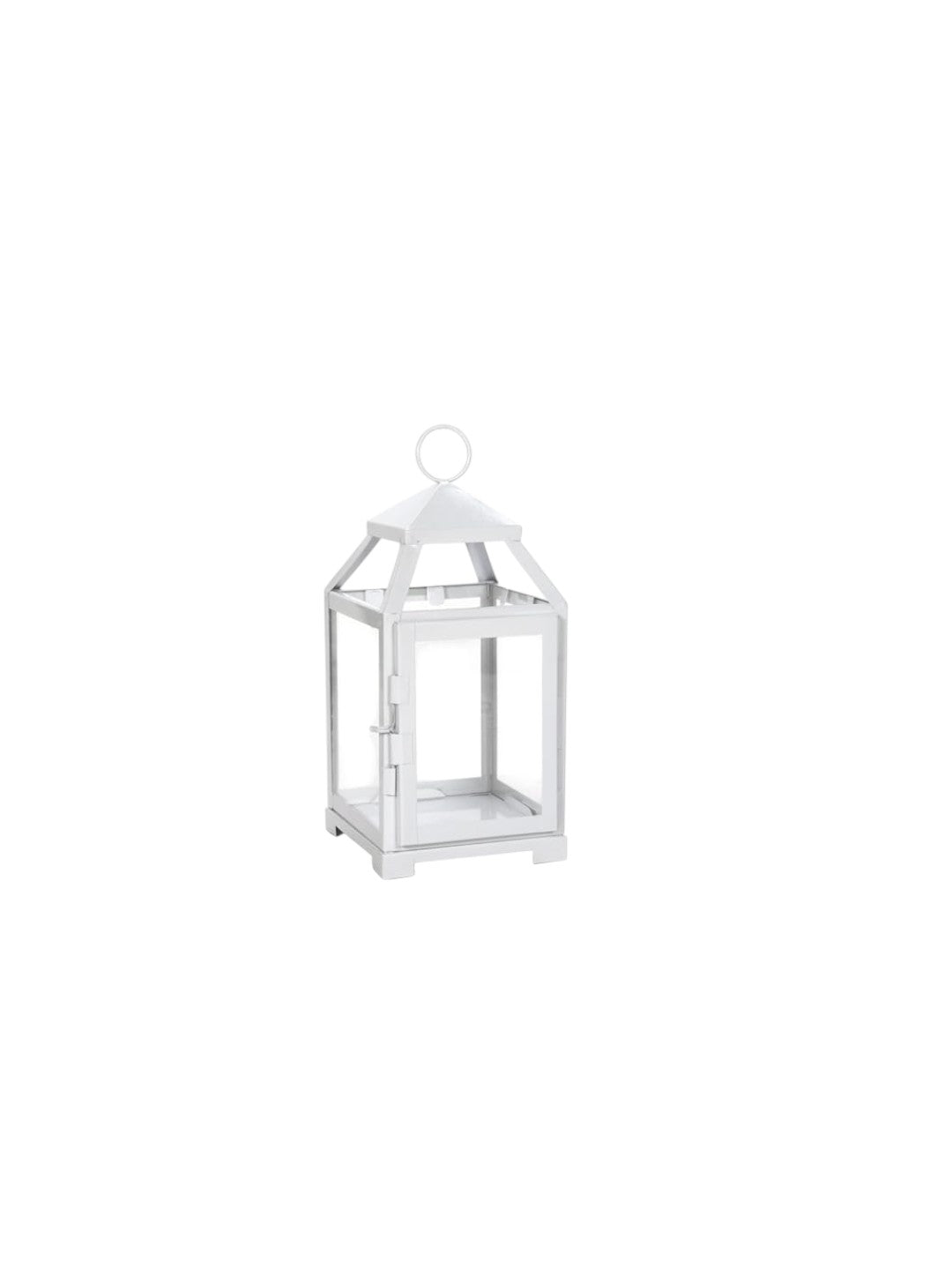 12-Inch-High Clear Glass and Iron White Classic Style Lantern
