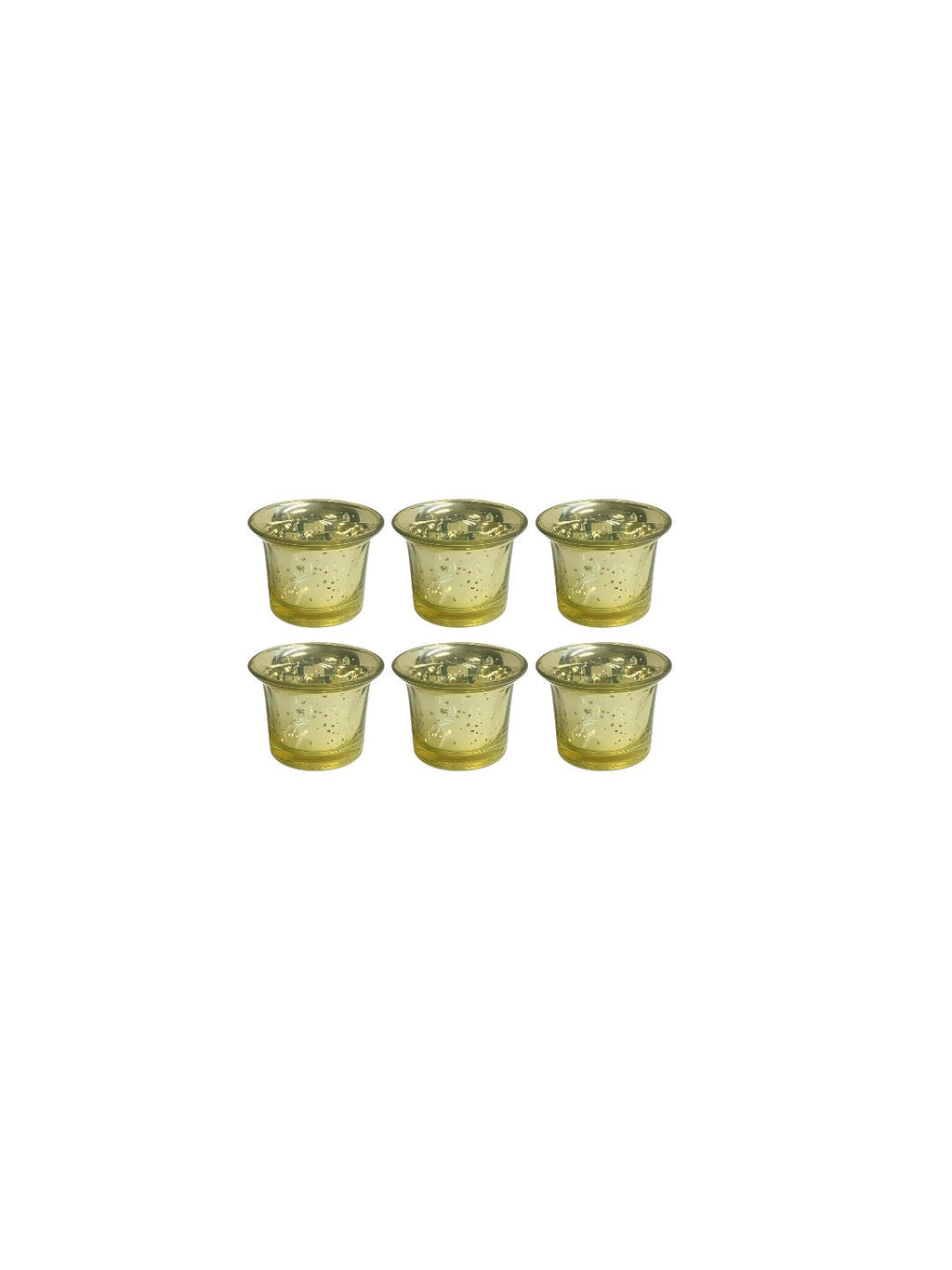 Metallic Gold Glass Tea Light Candle Holders | Set of 6