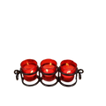 9 Inch Long Candle-Holder with 3 Glass Cups. Classic Farmhouse Design Hand Made by Artisans. Complete Home Fireplace Wedding Party spa Aromatherapy O7