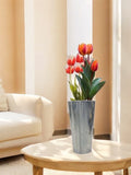 Set of 3 Iron Galvanized French Bucket Vases, 9 Inch High Each