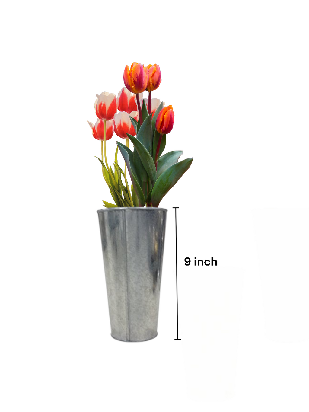 Iron Galvanized Vases French Buckets, Set of 3, 9 inches High each