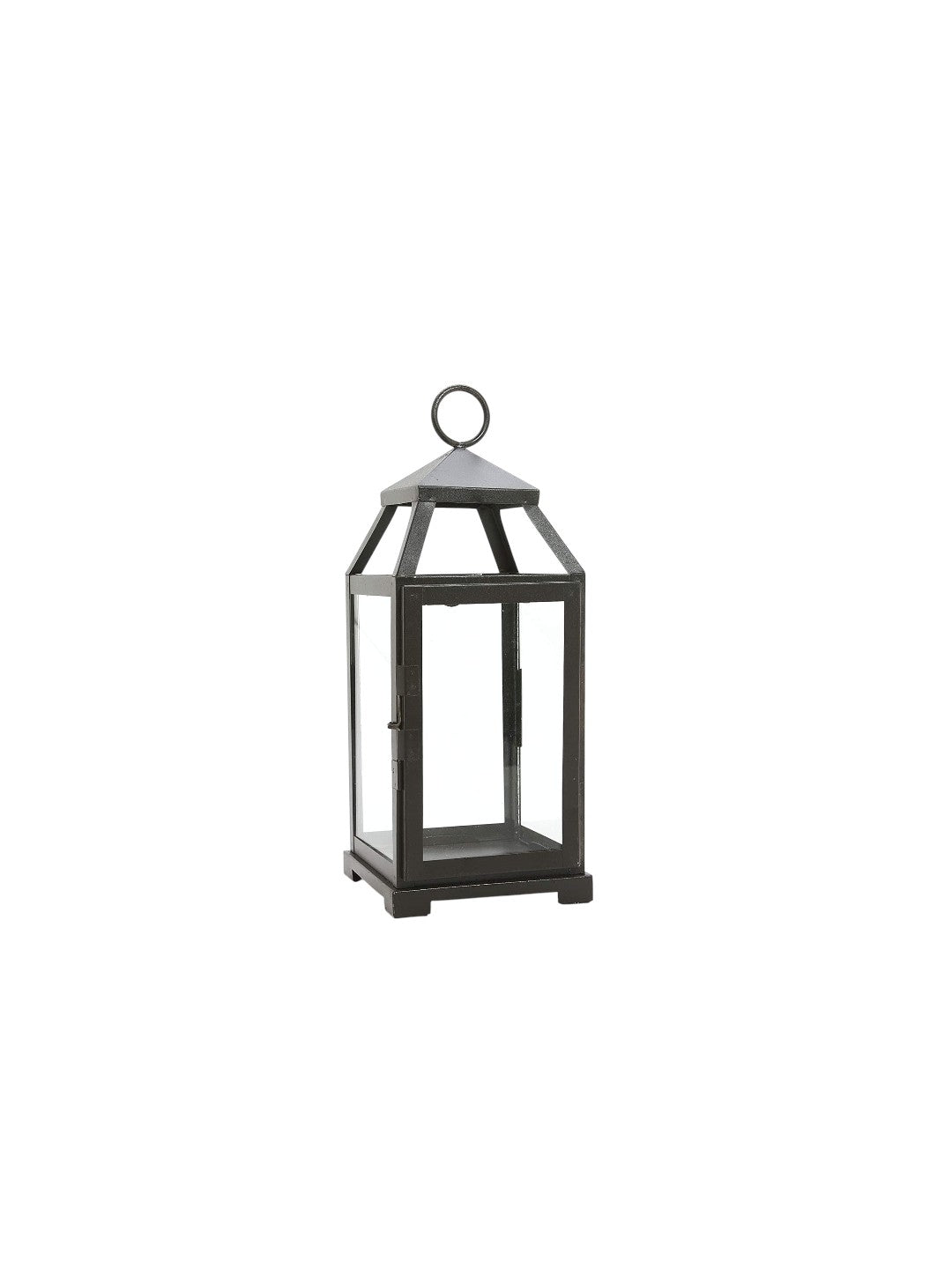 14 Inch High Large Clear Glass Iron Classic Style Lantern Elegant Candle Holder for Home Decor Vintage-Inspired Centerpiece with Stylish Iron Frame Indoor/Outdoor Lighting Accent Timeless
