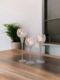 Hosley Set of 3 Metallic Crackle Glass Tealight Holders, 12 Inch