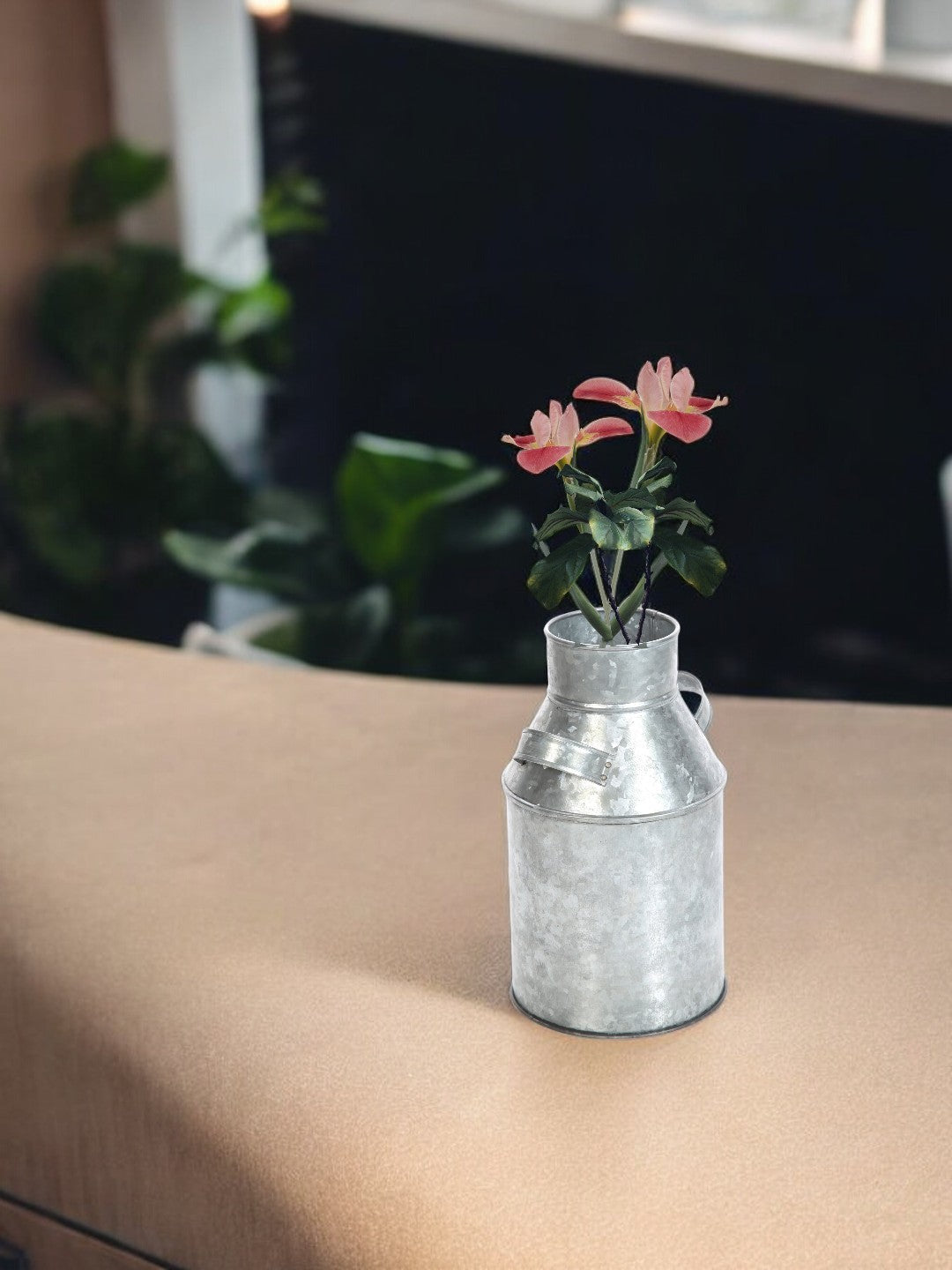 Iron Galvanized Milk Can, 9.75 inches High