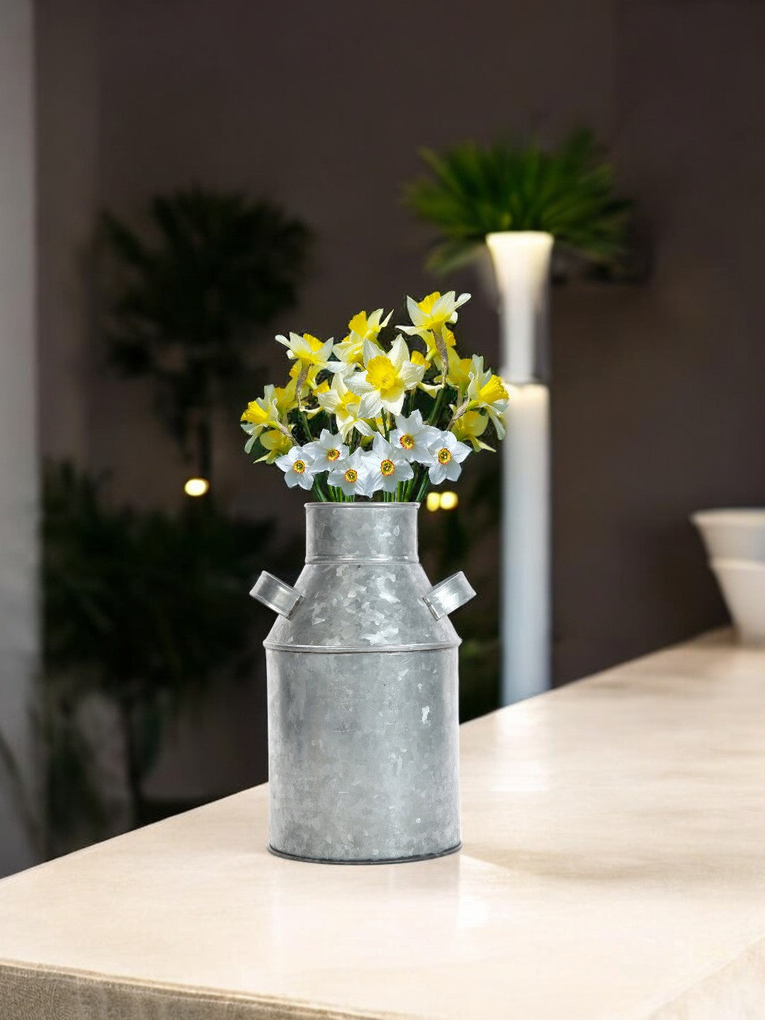 Iron Galvanized Milk Can, 9.75 inches High