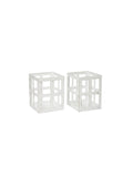 Set of 2 White Iron Lanterns with Free Tealight Candles for Home Decor