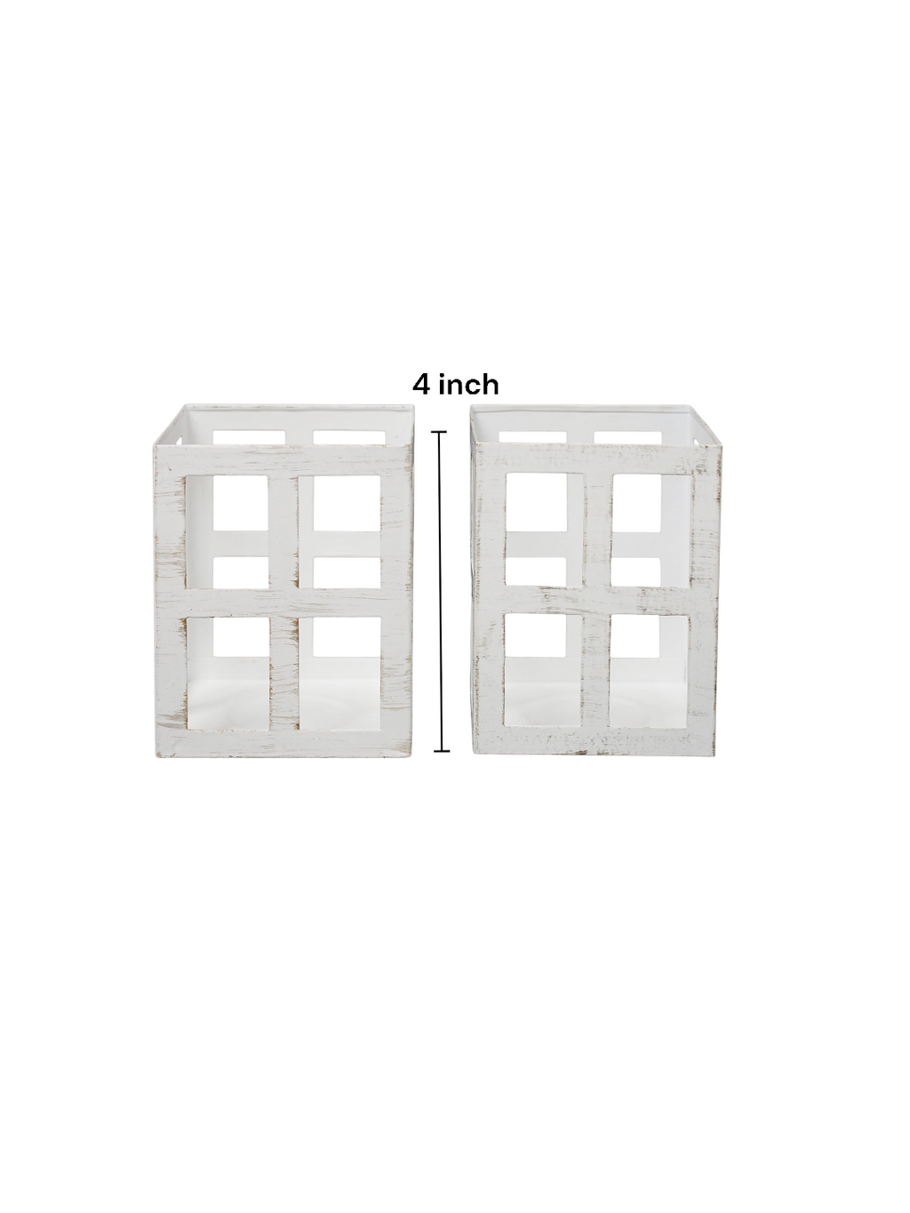 Set of 2 White Iron Lanterns with Free Tealight Candles for Home Decor