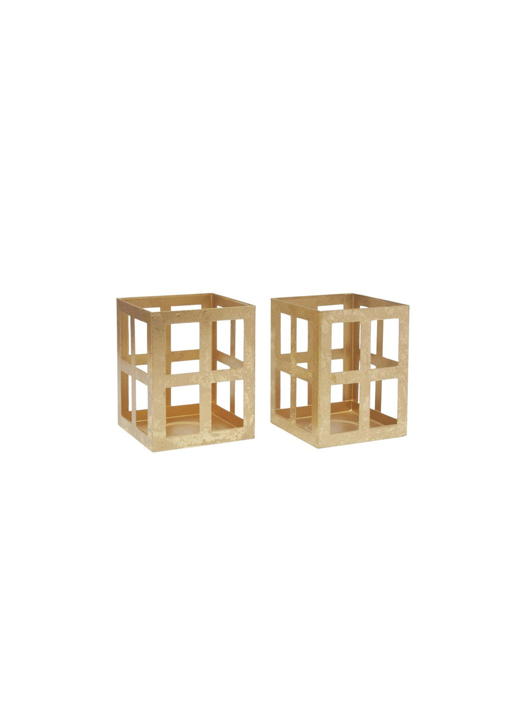 Gold Iron Lantern Set of 2 with Free Tealight Candles for Home Decor