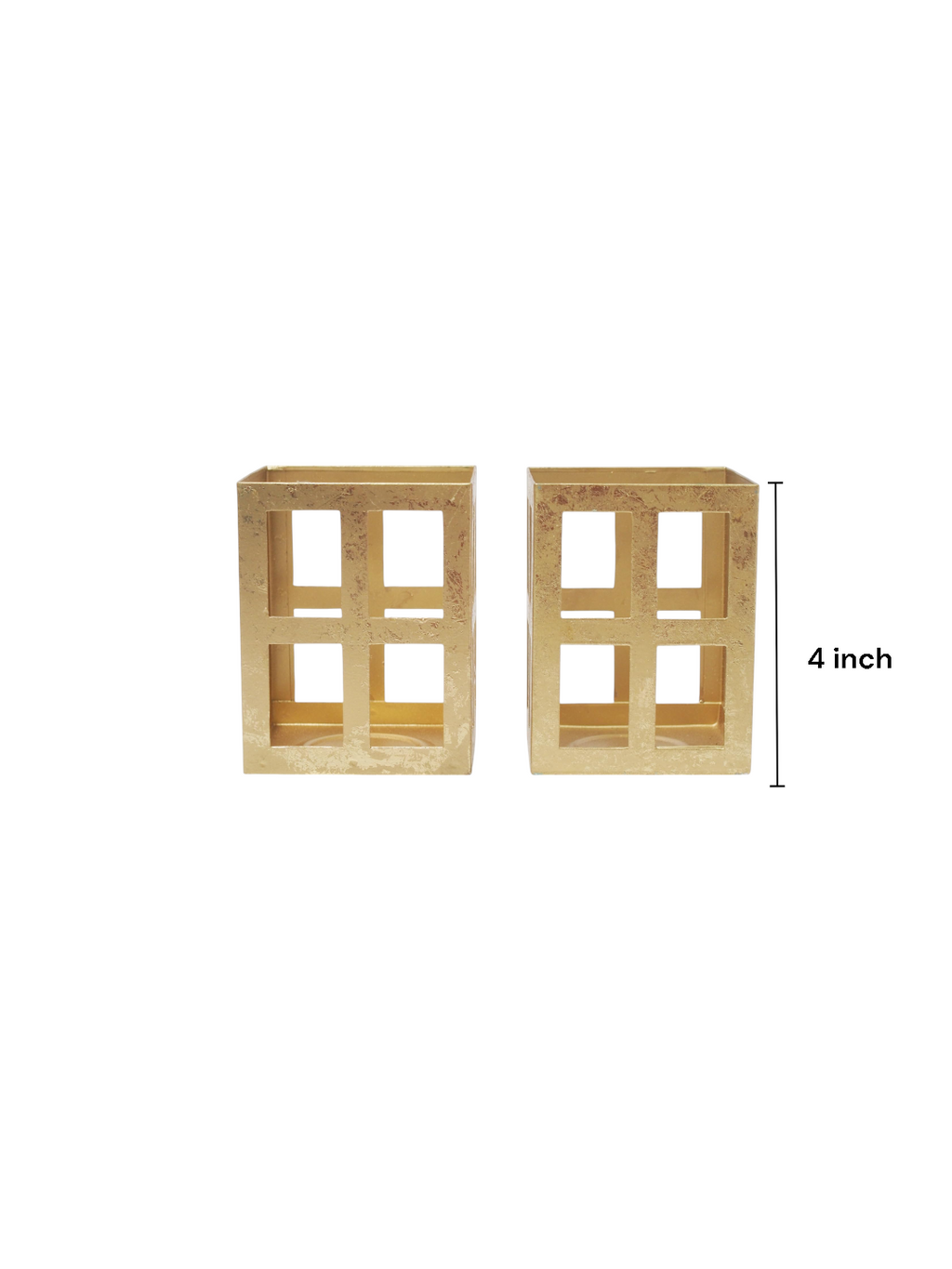 Gold Iron Lantern Set of 2 with Free Tealight Candles for Home Decor