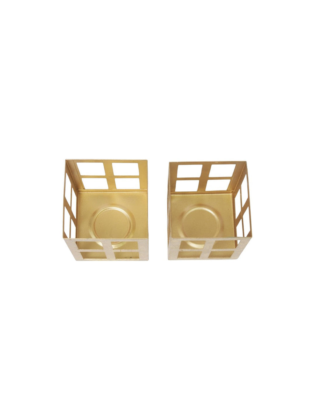 Gold Iron Lantern Set of 2 with Free Tealight Candles for Home Decor
