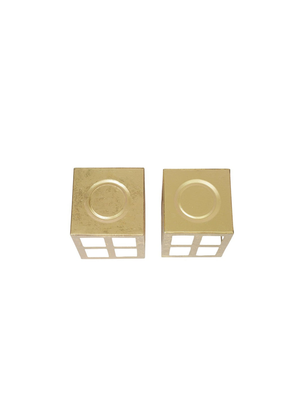 Gold Iron Lantern Set of 2 with Free Tealight Candles for Home Decor