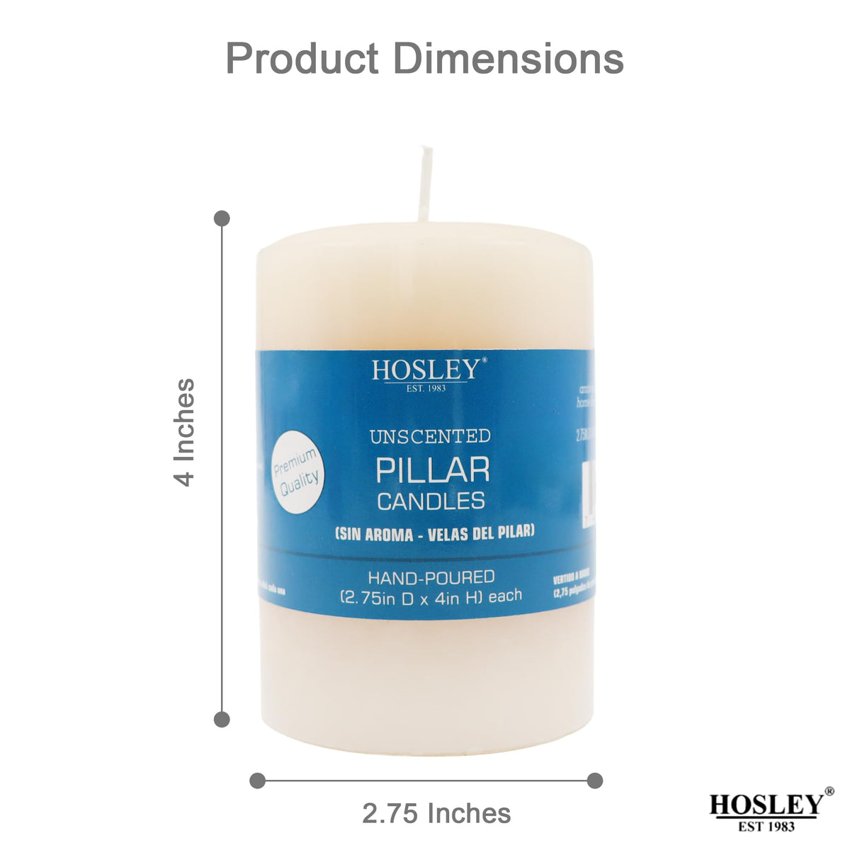 White Unscented Pillar Candle 4 High Set of 4, Hand-Poured Candle Long Clean Burning, Ideal for Wedding Emergency Lanterns Spa Aromatherapy Party Reiki Candle Gardens