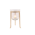 Gold Candle Stand with Crackle Glass Tealight LED Candle Holders 7 Inch High. Ideal Gift for Wedding Spa Bridal Aromatherapy Reiki Chakra Candle Garden Setting