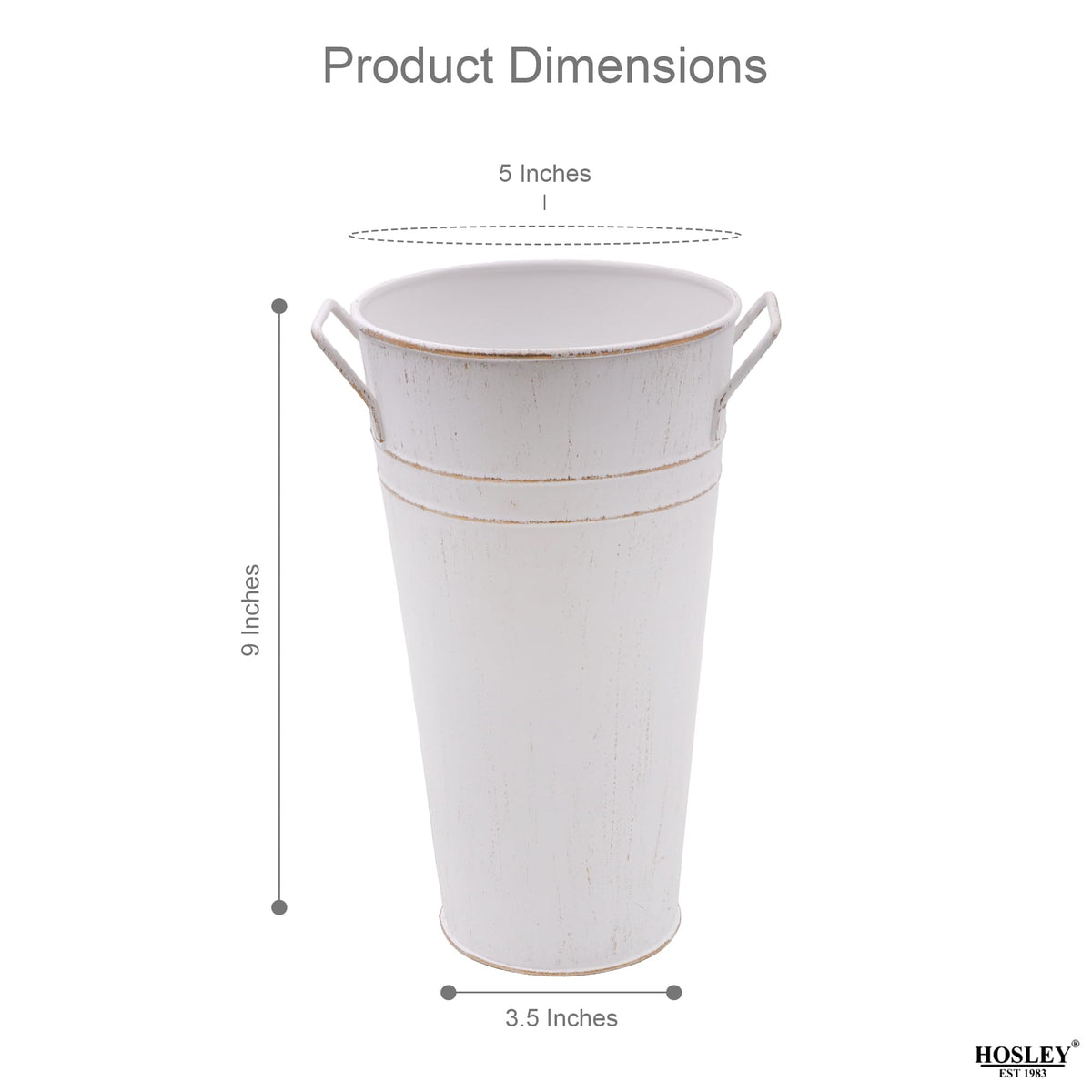 Set of 2 White Metal Vases with PVC Liner 15 Inch High. Ideal Gift for Wedding Special Occasion Home Office Dried Floral Arrangements