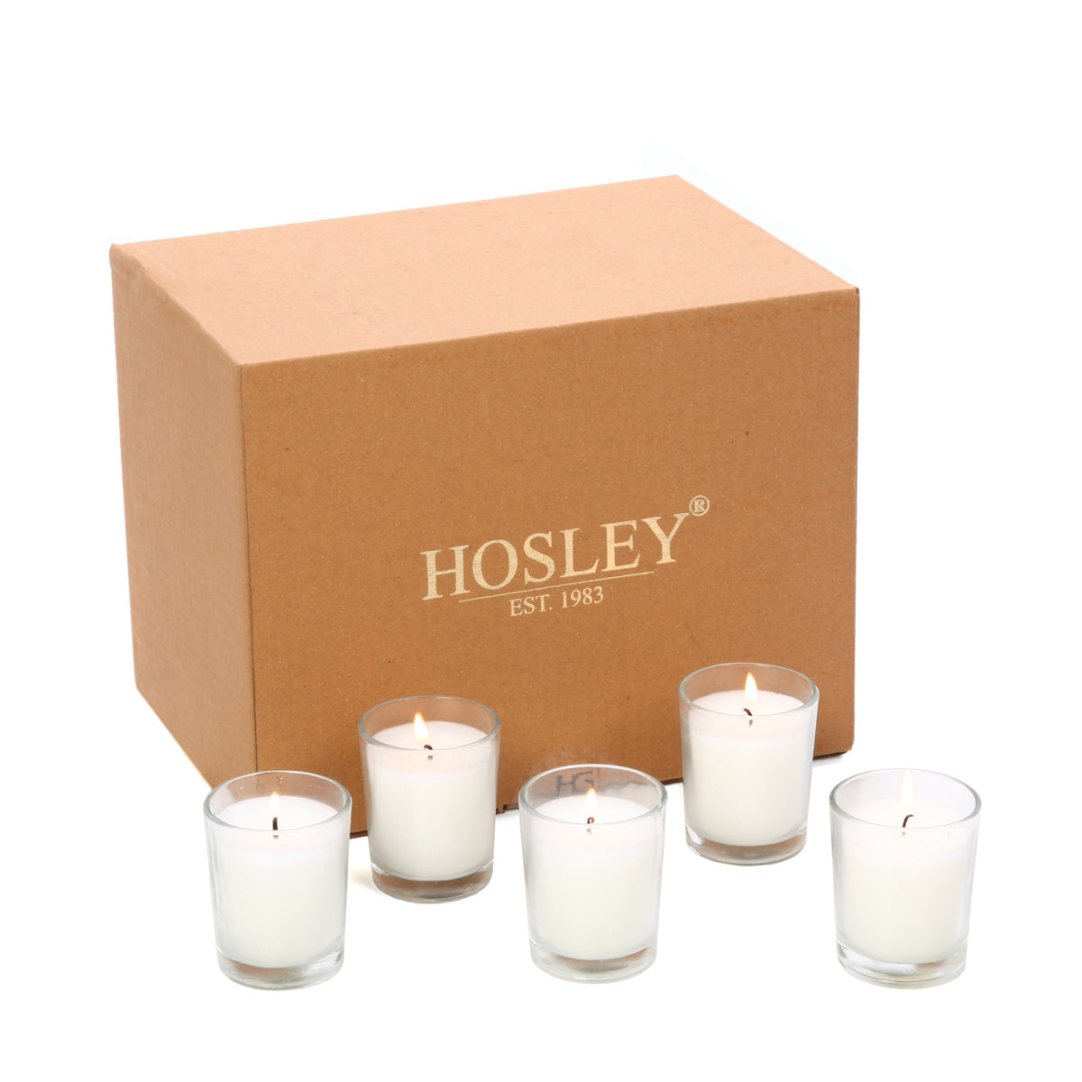 Unscented Clear Glass Filled Votive Candles, Ivory Color, 48 Pack