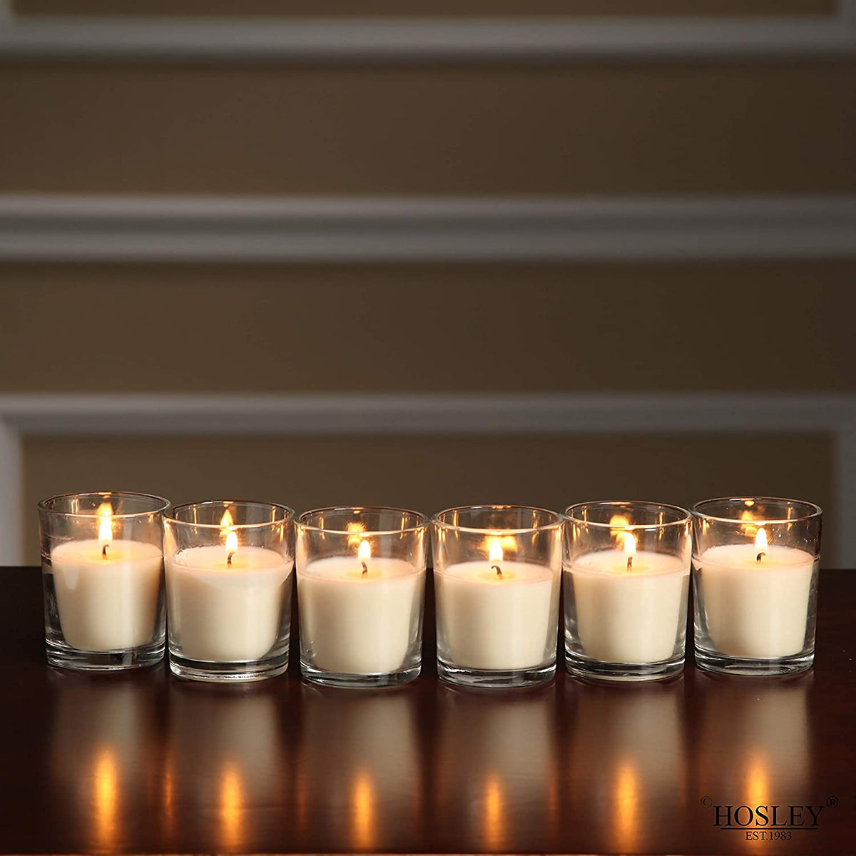 Unscented Clear Glass Filled Votive Candles, Ivory Color, 48 Pack