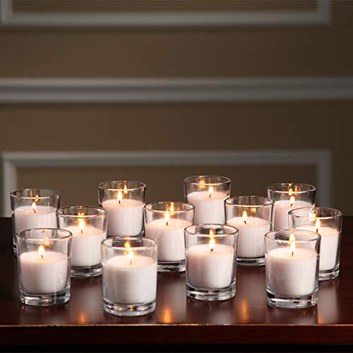 Clear Glass Filled Unscented Votive Candles, Ivory Color, 240 pack
