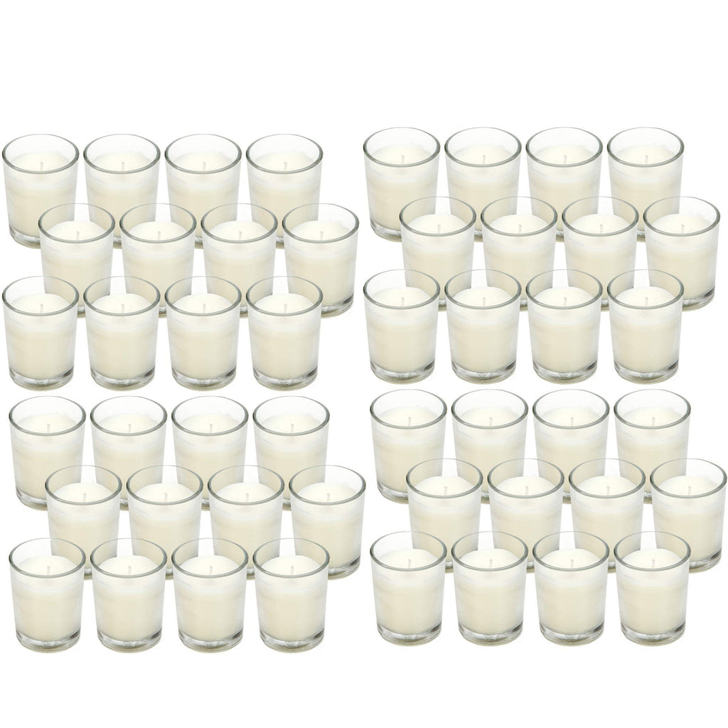 Clear Glass Filled Unscented Votive Candles, Ivory Color, 240 pack