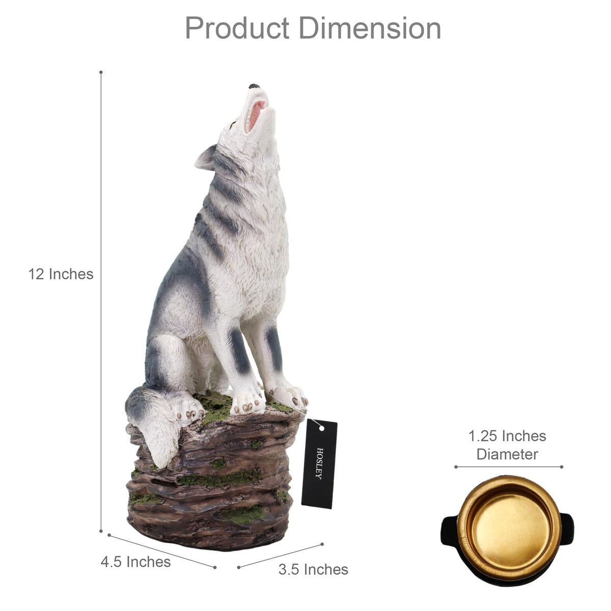 Resin Smoking Wolf Incense Cone Holder, 12 inches High each