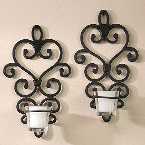 Iron Wall Sconces, Set of 2, 10.6 Inches High
