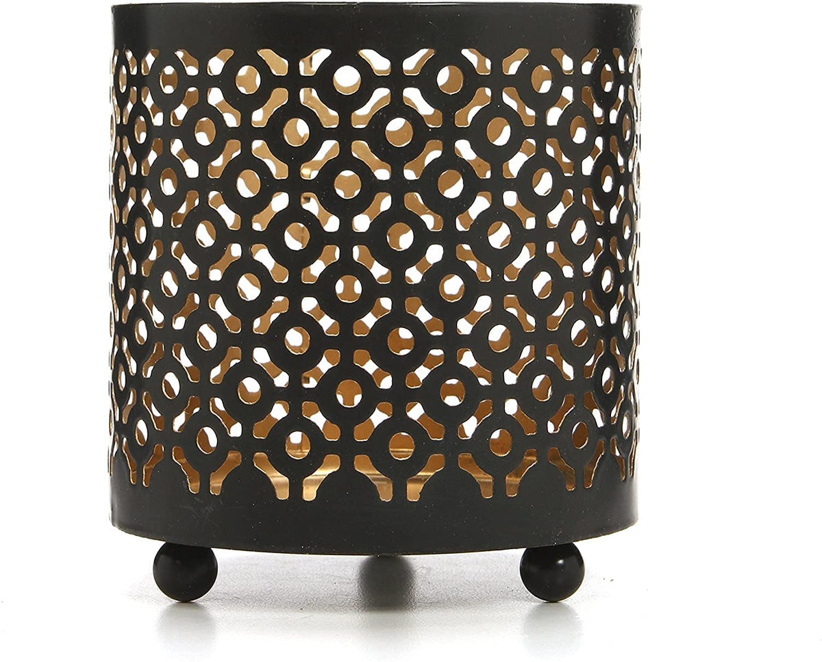Bulk Buy Black (Gold Inside) Metal Jar Holder Candle Sleeve Set of 8-4.5 High. Votive, Tea Light Lanterns Ideal Gift for Weddings, Parties, Spa and Aromatherapy O6