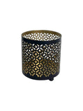 Set of 2 Black (Gold Inside) Metal Jar Holder Candle Sleeve 4.5 High. Votive, Tea Light Lanterns Ideal Gift for Weddings, Parties, Spa and Aromatherapy O6