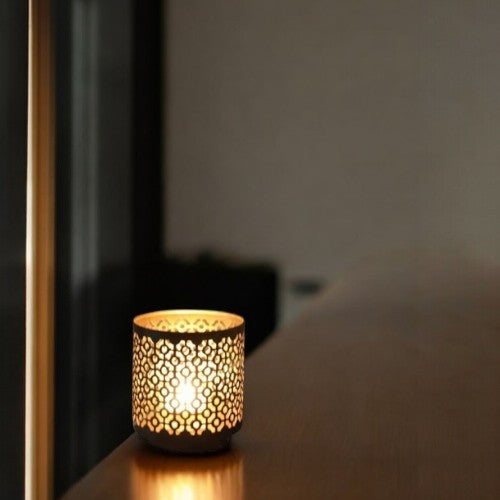 Bulk Buy Black (Gold Inside) Metal Jar Holder Candle Sleeve Set of 8-4.5 High. Votive, Tea Light Lanterns Ideal Gift for Weddings, Parties, Spa and Aromatherapy O6