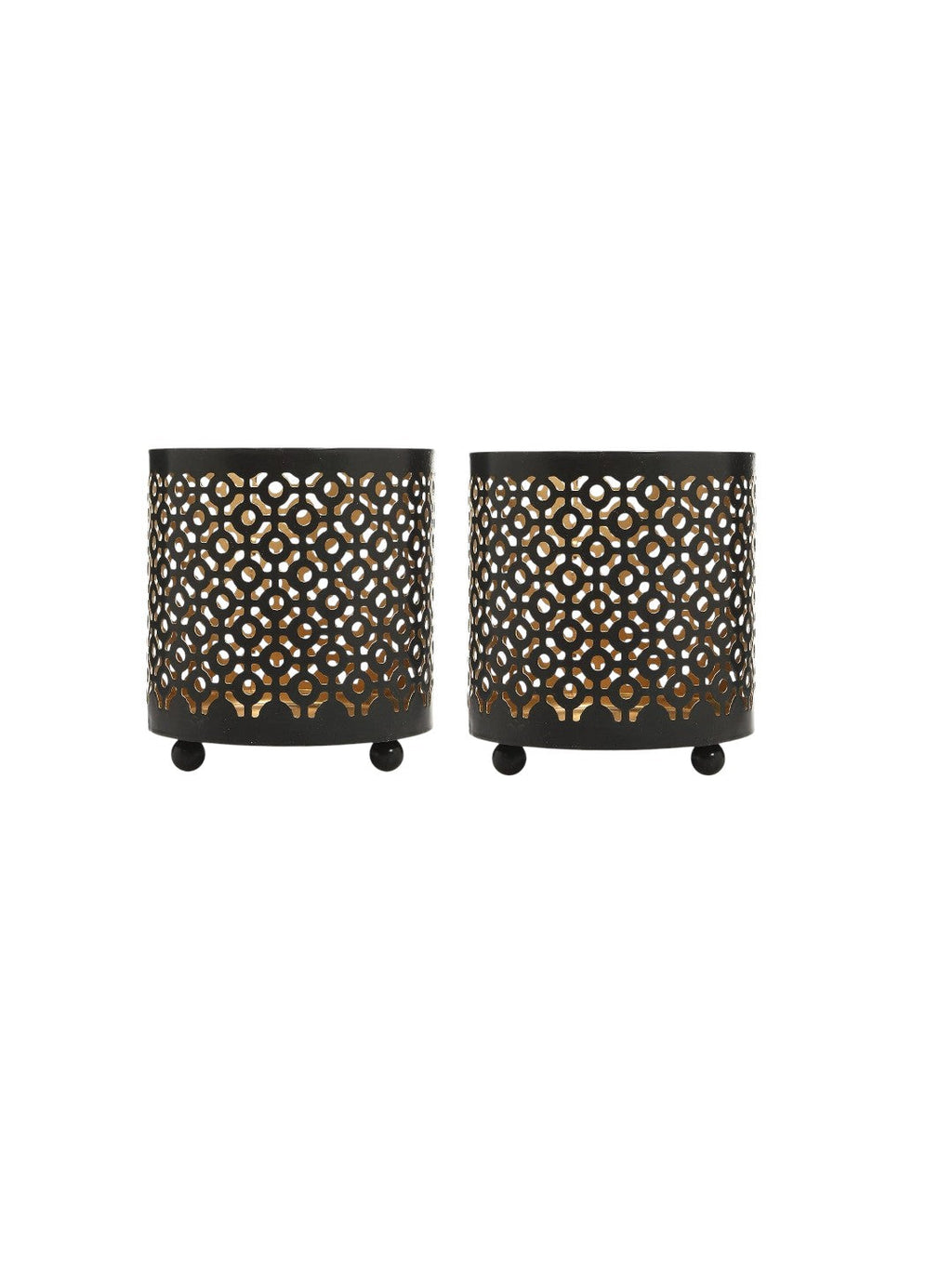 Bulk Buy Black (Gold Inside) Metal Jar Holder Candle Sleeve Set of 8-4.5 High. Votive, Tea Light Lanterns Ideal Gift for Weddings, Parties, Spa and Aromatherapy O6