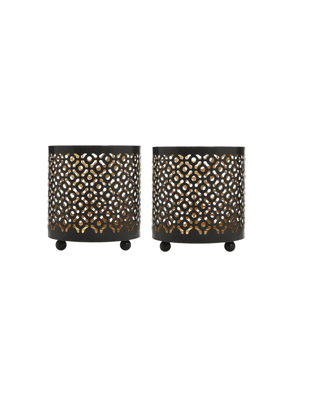 Bulk Buy Black (Gold Inside) Metal Jar Holder Candle Sleeve Set of 8-4.5 High. Votive, Tea Light Lanterns Ideal Gift for Weddings, Parties, Spa and Aromatherapy O6