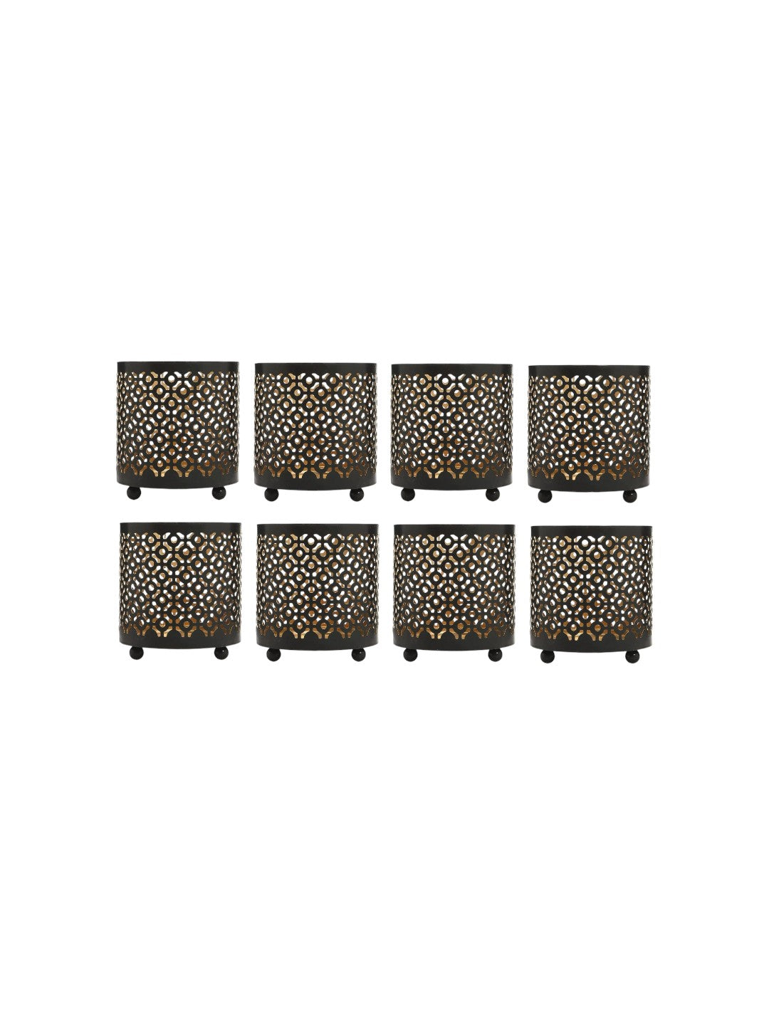 Bulk Buy Black (Gold Inside) Metal Jar Holder Candle Sleeve Set of 8-4.5 High. Votive, Tea Light Lanterns Ideal Gift for Weddings, Parties, Spa and Aromatherapy O6